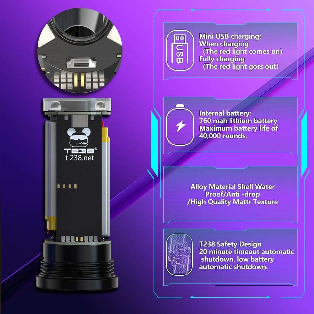 T238-Blue Can Airsoft Tracer Unit, Spitfire Tactical Muzzle Flash Simulator for Airsoft/NERF/Gel Blaster with 14mm Counterclockwise Threaded Adapter, 19mm to 16mm Adapter and Allen Key 6