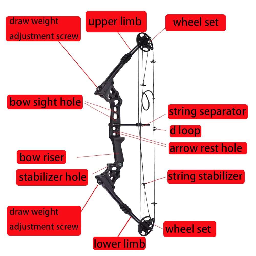 Bowfishing Compound Bow Kit with Bowfishing Reel Bowfishing Arrow, Complete Compound Bow Fishing Kit Right/Left Handed Draw Weight 20-70 LBS for Hunting Fishing (Black, RH) 4