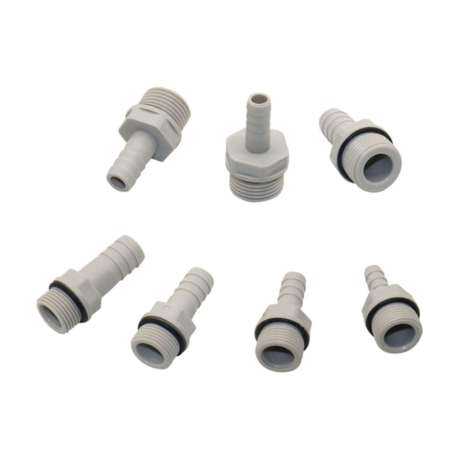 MANHONG Botanical Garden Lawn Nozzle 6/8/10/12mm Barb to 3/8", 1/2" Male Thread Straight Connector Garden Plastic Steel Hose Connector Fish Tank Air Pump Connector 2 (Color : 1I2 Inch to 8mm) 1