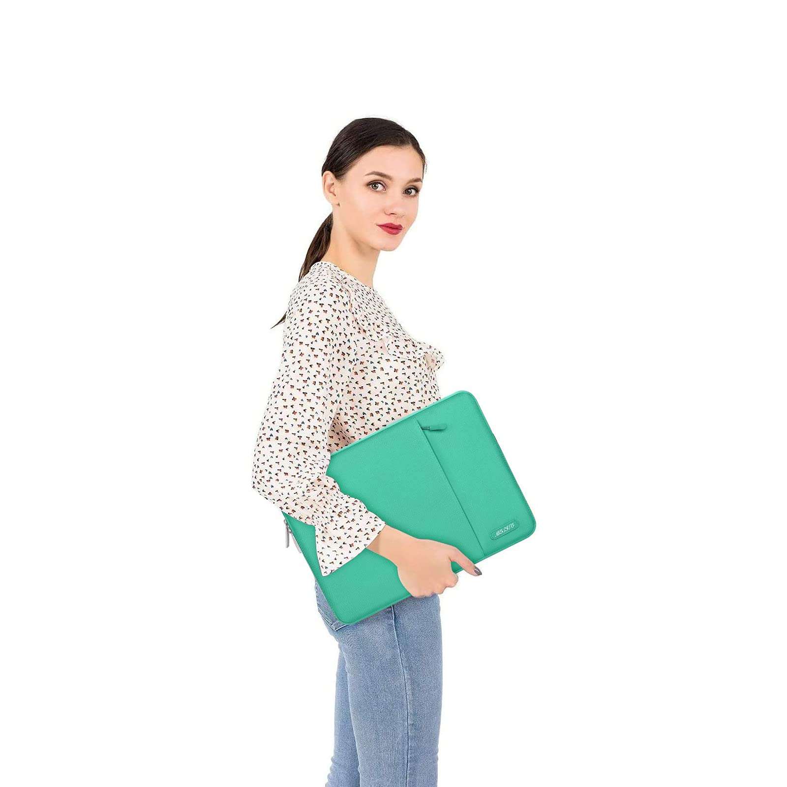 MOSISO Laptop Sleeve Bag Compatible with MacBook Air/Pro, 13-13.3 inch Notebook, Compatible with MacBook Pro 14 inch M4 M3 M2 M1 Chip Pro Max, Polyester Vertical Case with Pocket, Biscay Green 6