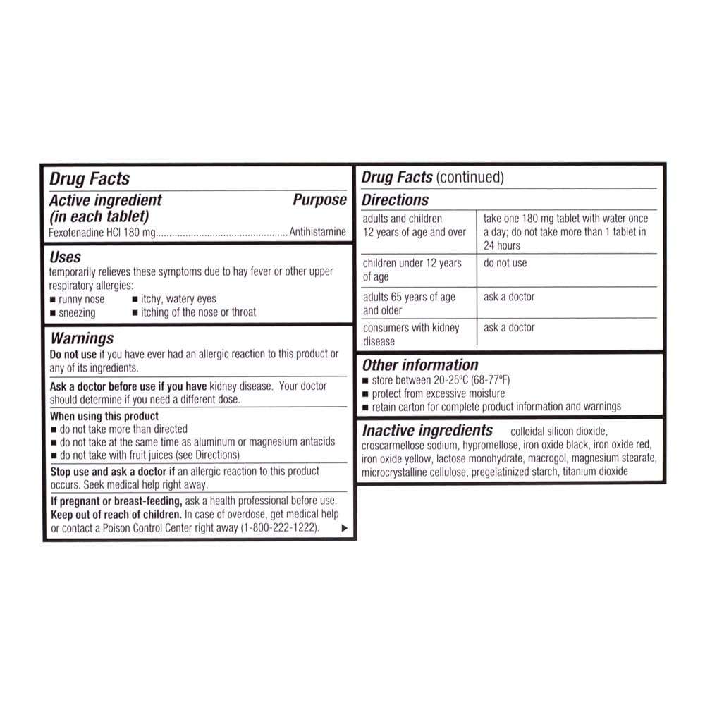 Quality Choice Fexofenadine HCL 180 mg Tablets 15 Count | Non-Drowsy 24 Hour Indoor and Outdoor Allergy Relief for Sneezing, Runny Nose, Itchy Throat and Watery Eyes 3