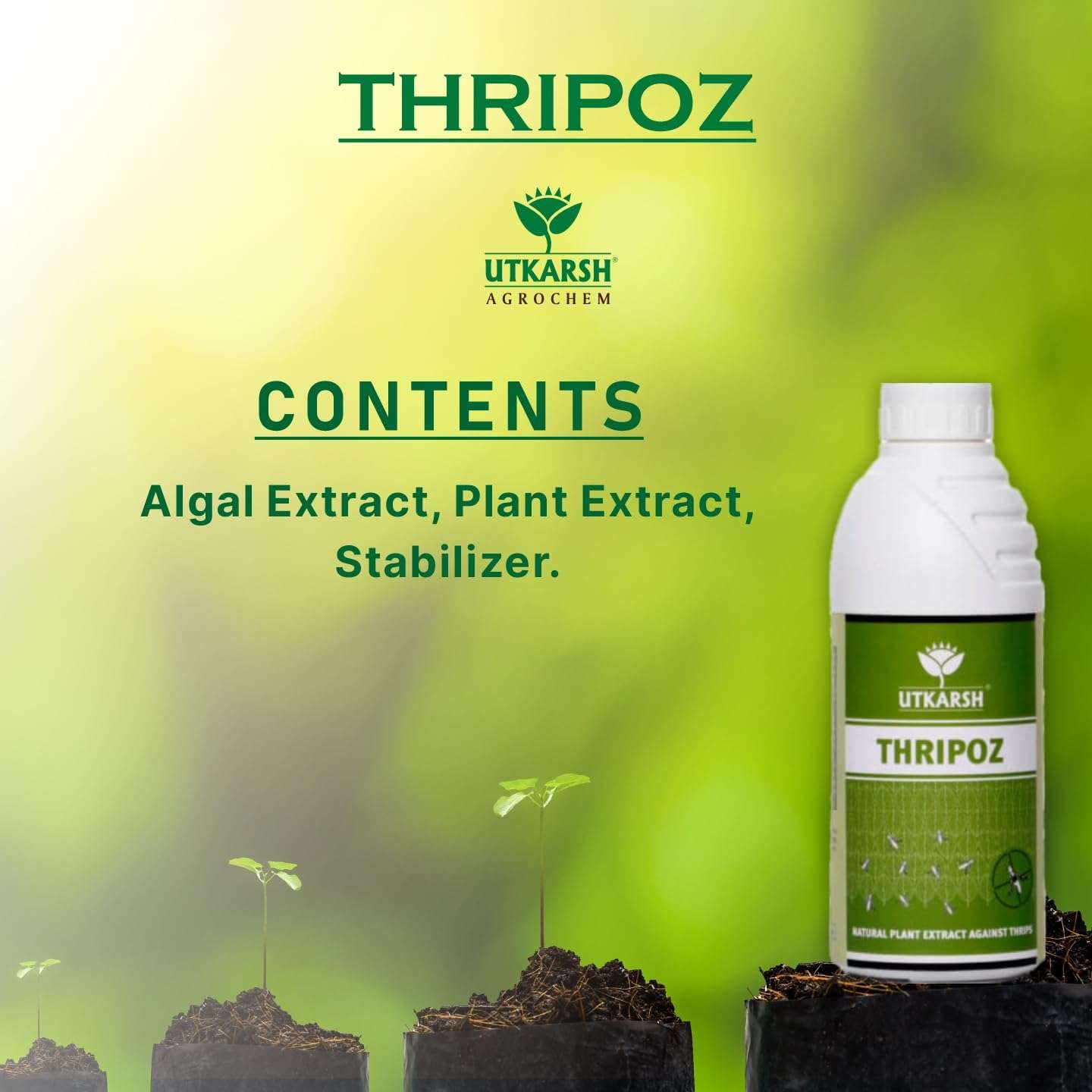 Utkarsh Thripoz | Natural Plants Extract Against Thrips | Natural Plant Protector for Sucking Pests- Aphids and White Fly| 1 Litre; Pack of 1 5