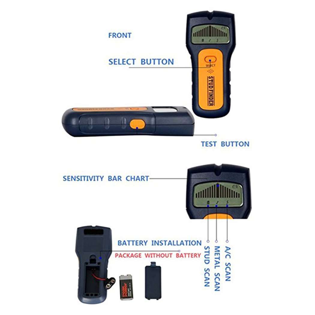 XWB Handheld 3 in 1 Stud Finder Wood Metal and AC Live Wire Detector TS79 Wall Detector Voltage Density Detection 3