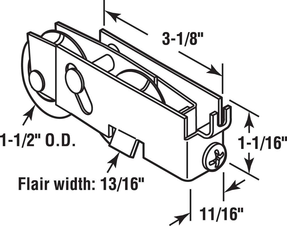 Prime-Line D 1928 1-1/2 In. Stainless Steel Tandem Roller Assembly, C-Tab (Single Pack) 2