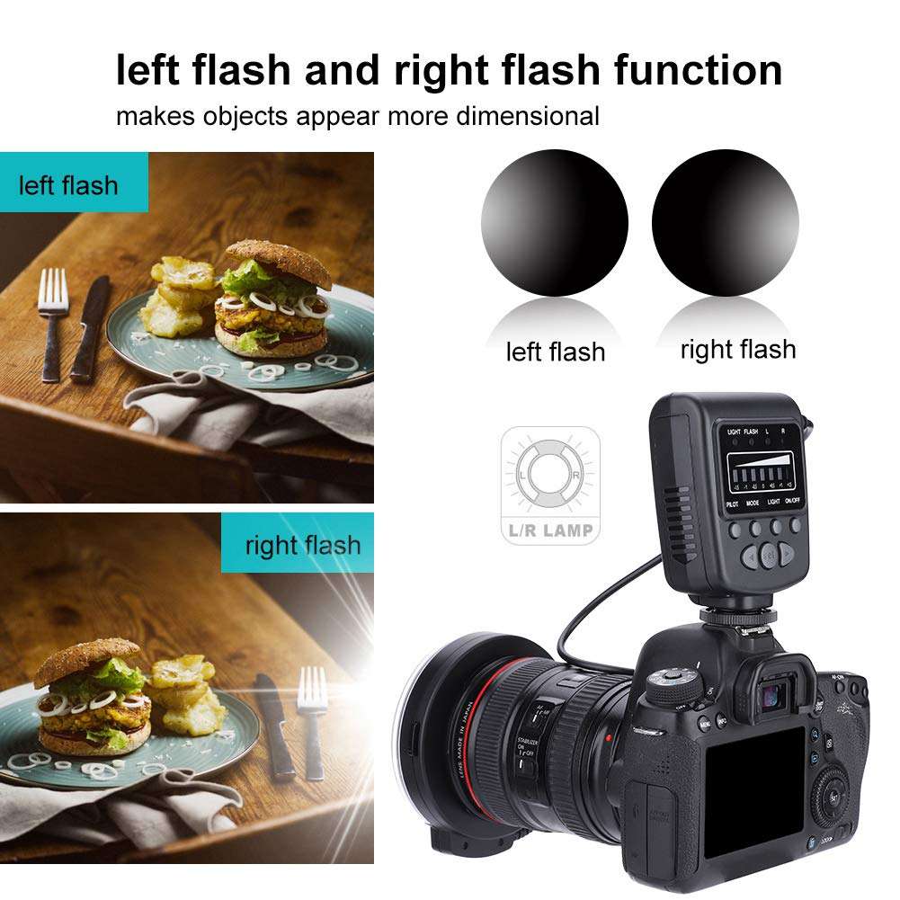 FOLOSAFENAR FC-100 Camera Ring Flash,Macro Ring Flash Photography,Portable Universal LED Ring Flash,5000k,Plastic Material,with 8 Ring Adapters,for Canon EOS 1D/1Ds Series,for Nikon 2