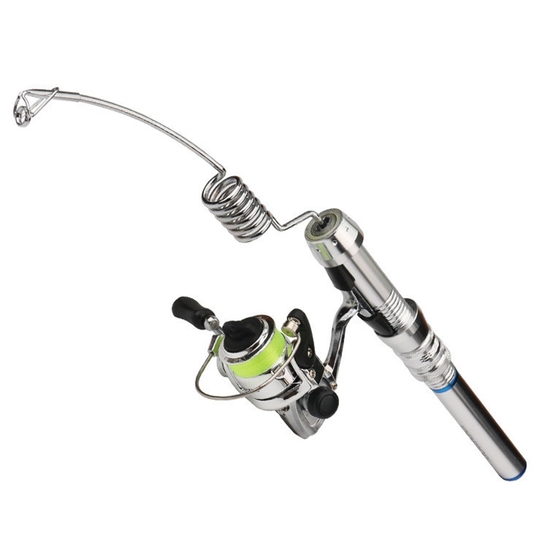 Yaoliucp Mini Fishing Rod Lightweight Portable All-Metal Elastic Mini Fishing Rod and Reel Rust-Resistant Non-Slip Pocket Fishing Rod for River Lake Ice Fishing, Mini Fishing Rod 1