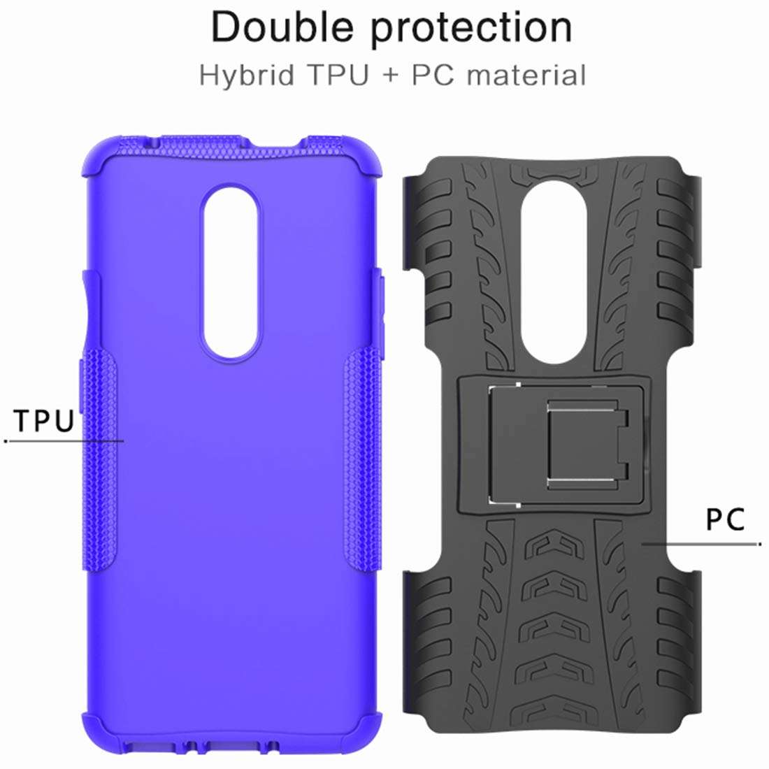Osophter Oneplus 7 Pro Case, Dual Layer Shock-Absorption Cover Full-Body Protective Cell Phone with Kickstand Combo PC+TPU Back Cases for One Plus 7 Pro(Purple) 4