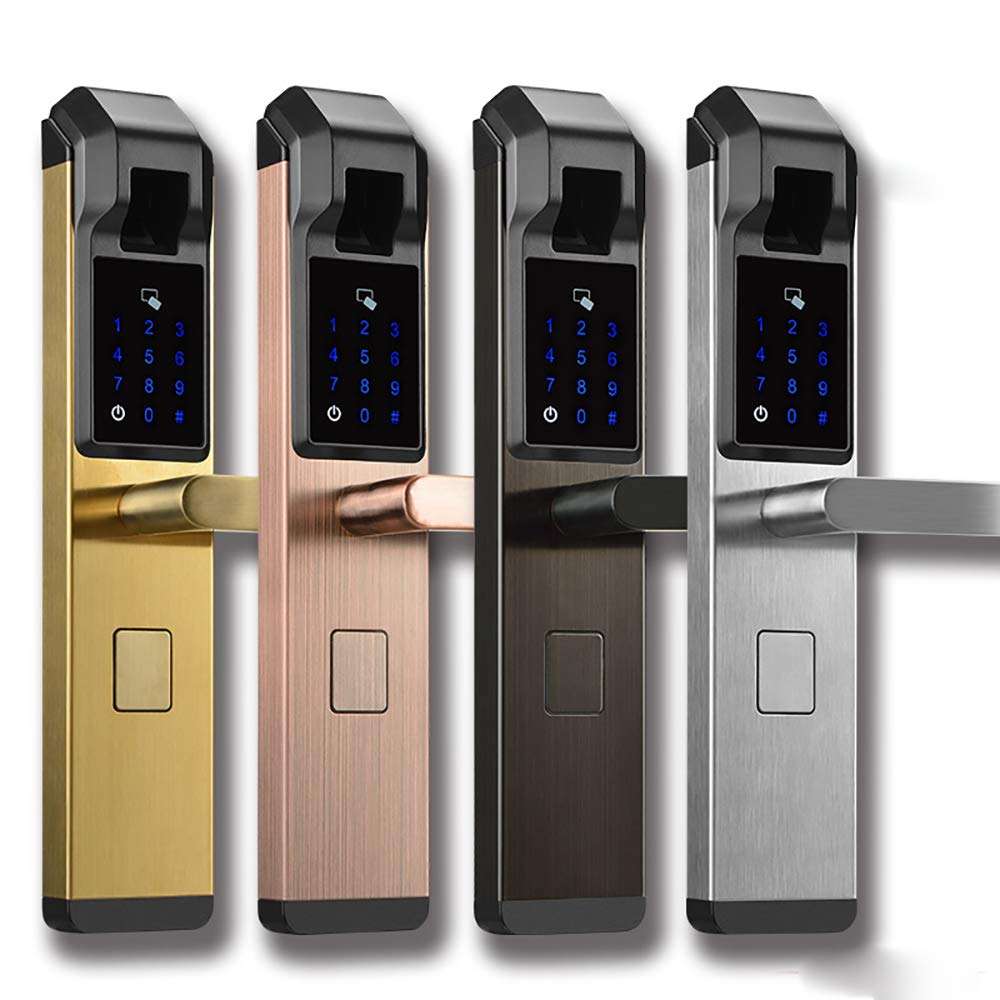 CYYDBB Door Handle with Lock Smart Semiconductor Password Door Levers APP Fingerprint Lock Card Electronic Lock OEM Doorknobs for Doors Suitable for Security Doors, Villas, Homes.(Pair),Silver 5