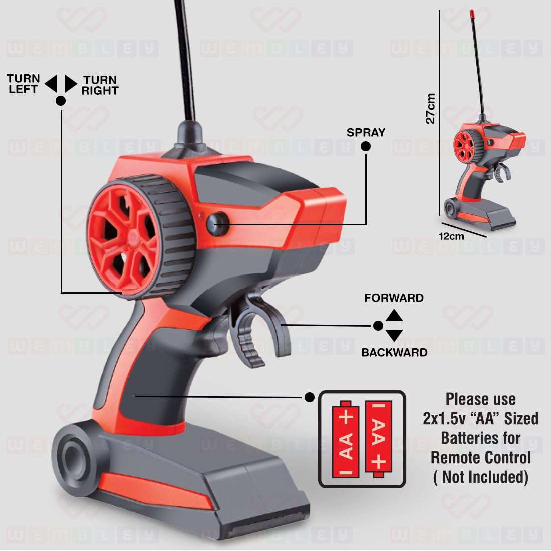 Wembley Rechargeable Remote Control Monster Truck RC Car Big Size Off Road 2WD Rock Crawler Battery Water Mist Spray and High-Speed Racing Toy for Boys (Black), 5 Years And Above 3