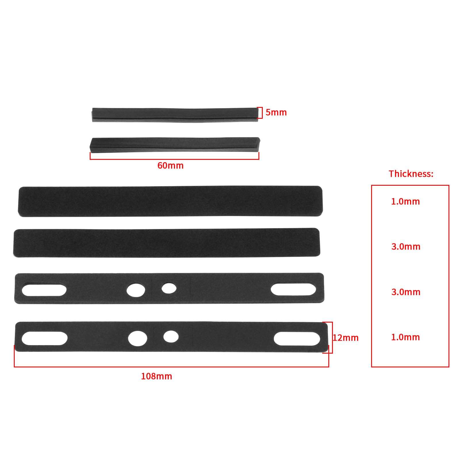 Create idea 6PCS Keyboard SpaceBar Compatible with 6.25U Mechanical Keyboard Space Space Bar Foam 12x108mm Dust-Proof Strip 5x60mm Keyboard Switch Silencer Cotton Black 5