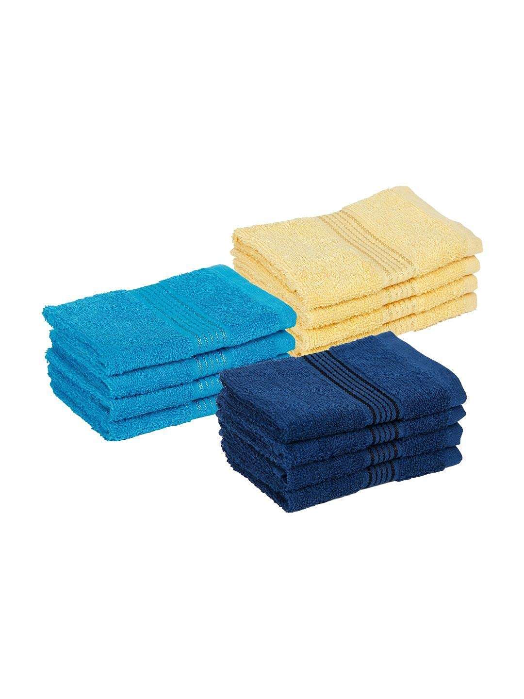 KOPA Quick Dry 100% Cotton Soft Terry Towel -12pc Face Towel (d'ross) - Super Absorbent, Lightweight, Odour Free - for Men, Women, Kids Solid-Multi 5
