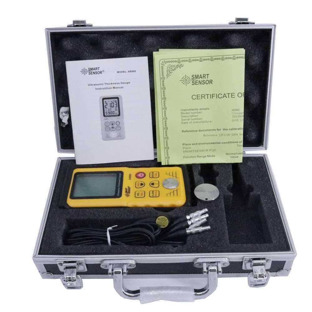 Graigar AR860 Digital Ultrasonic Thickness Gauge Tester Meter 1.00 to 300.00mm Steel Sound Velocity 1000 to 9999m/s 1