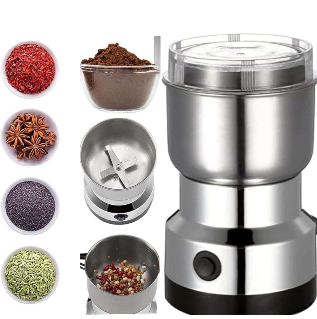 Zcrauz Electric Grinder for Coffee & Spices | Portable Electric Grinder, Mini Mixer Grinder Small Size | Multipurpose Coffee Grinder Electric for Home, Travel & Kitchen Use