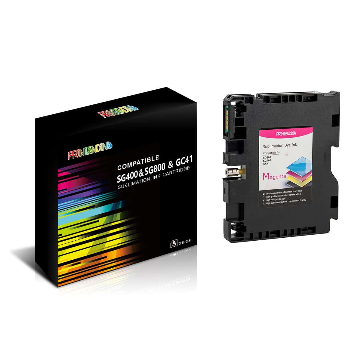 SG400 SG800 Magenta Sublimation Ink Cartridge for Sawgrass Virtuoso SG400/SG800 | High-Yield 300-Page Transfer DYE Ink | New Chipset (Exact Ink Level) | Printhead Protection 1