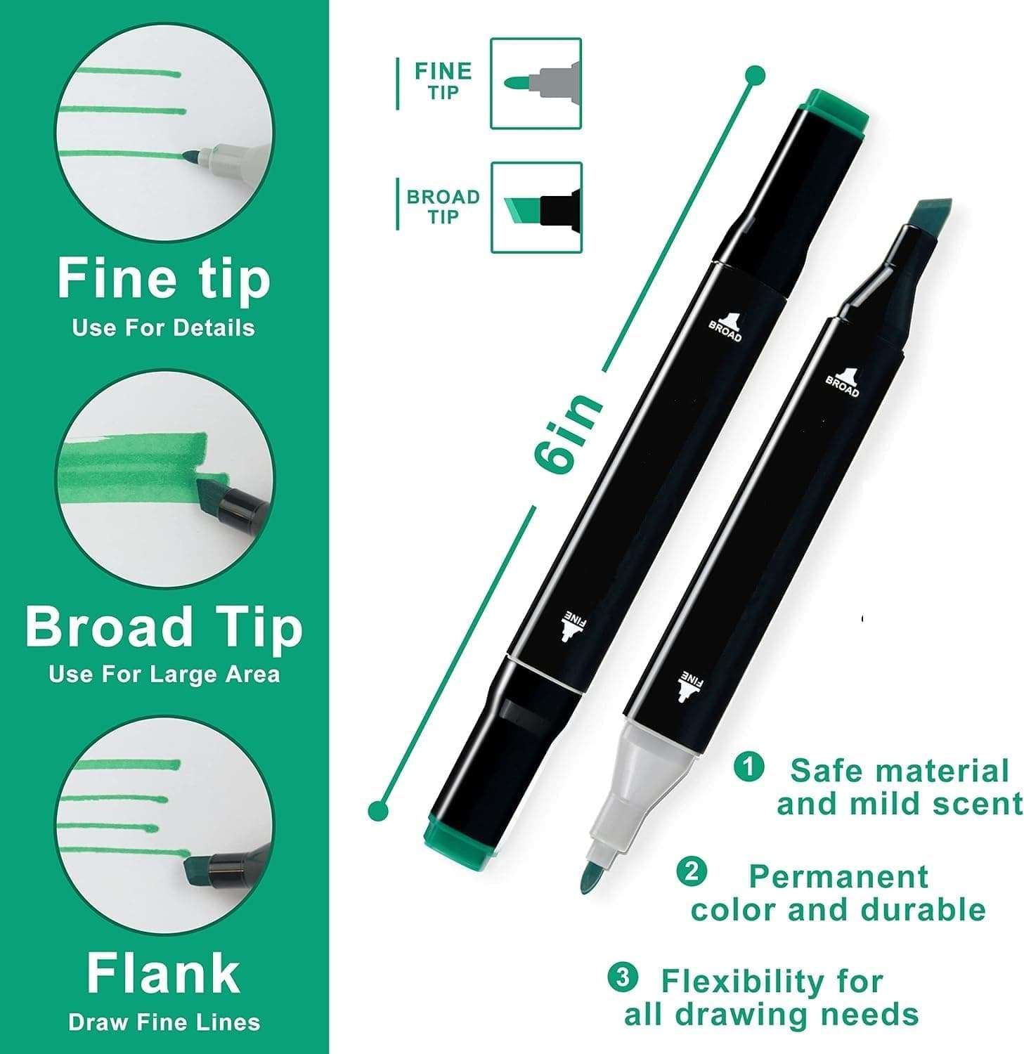 Corslet 49 Pc Stationery Items - 48 Pcs Dual Tip Alcohol Markers Pens Set and 1 Pc Drawing Notebook Marker Pad Brush Pen Sketch Pens for Painting Sketching Calligraphy Drawing Marker Pen - Multicolor 3