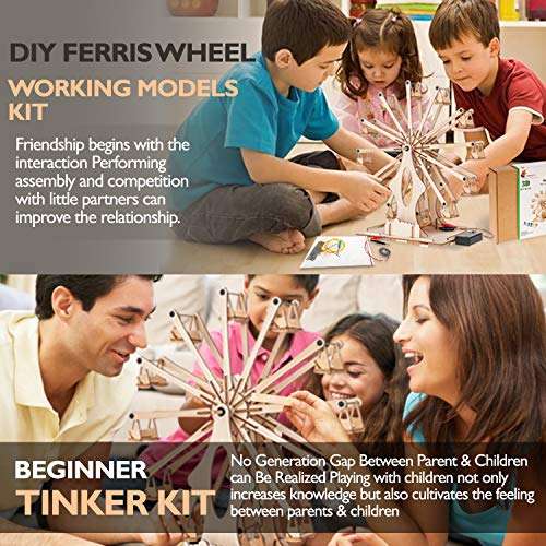 Wooden Ferris Wheel - DIY 3D Puzzle & Educational Creative Crafts Kit - STEM Projects for Kids Ages 8-12-16, Boys & Girls - Construction Toys Set - Model Building Kit for Christmas & Birthday Gifts 5