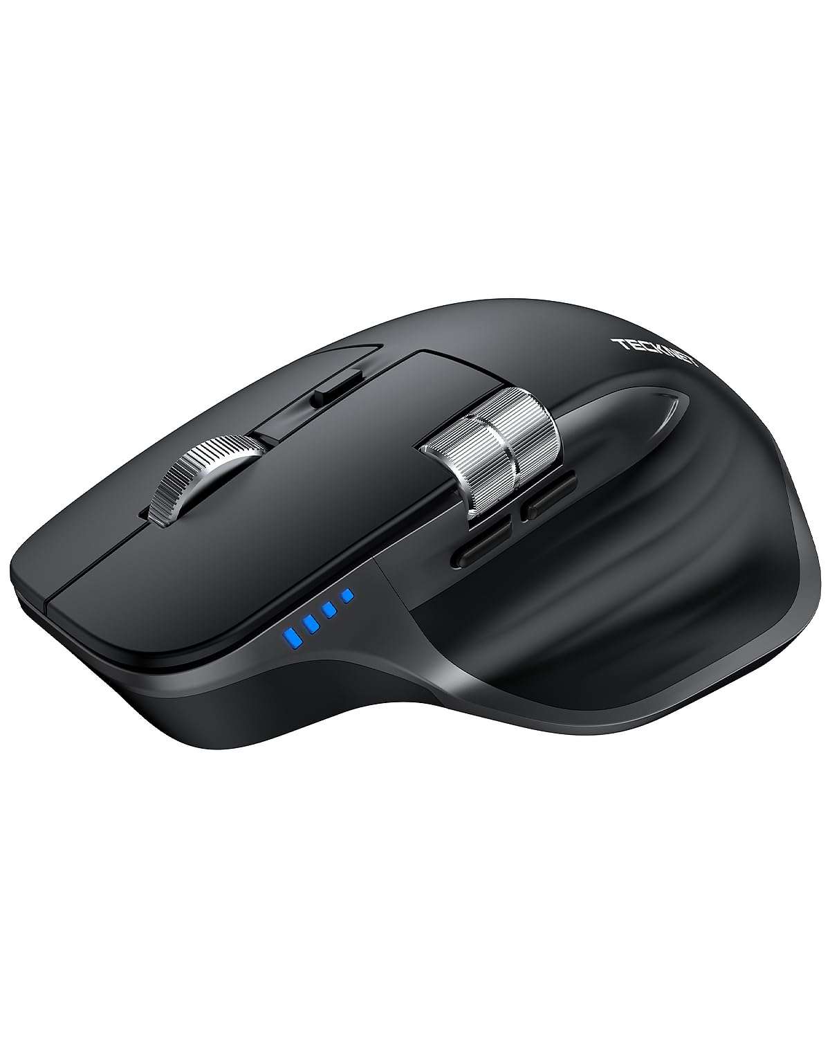 TECKNET Wireless Mouse, Bluetooth Mouse (BT5.3/5.0 & 2.4G) Rechargeable Ergonomic Optical Mouse with 6 Adjustable DPI, Side Scroll, Quiet Clicks, USB A Receiver, 7 Buttons, Wide Compatibility - Black 1