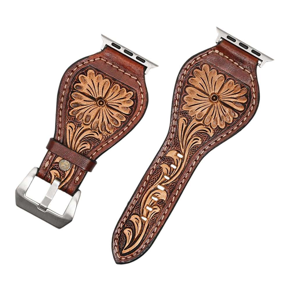 American Darling ADWAR136-41 Beautifully Hand Tooled Genuine American Leather I watch Strap Men and Women Unisex 1