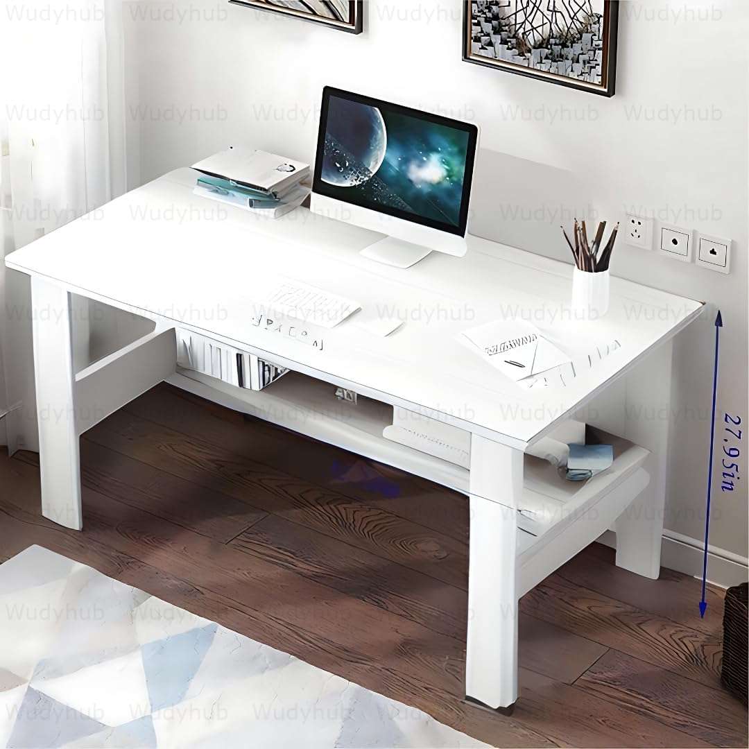 Wudyhub Computer Home/Office Desk | Writing Study | Laptop Table | Modern Simple Desk | Small Desks for Small Spaces | Sturdy Desk for Home, Office, Bedroom, Living Room (ST-09-White) 3