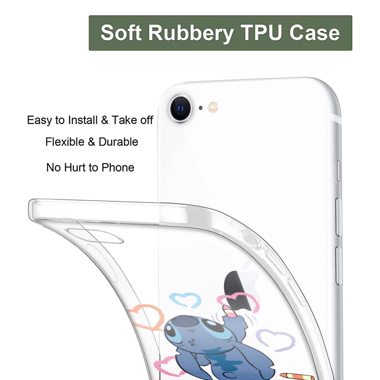 FGIAZDU [2 Pack] Case for iPhone 8/7 iPhone SE 2020/SE 2022 Case, Cute Cartoon Aesthetic Print Phone Cases Girly for Girls Boys Kids Women Clear Soft TPU Protective Cover for iPhone SE 2020 4.7" 5