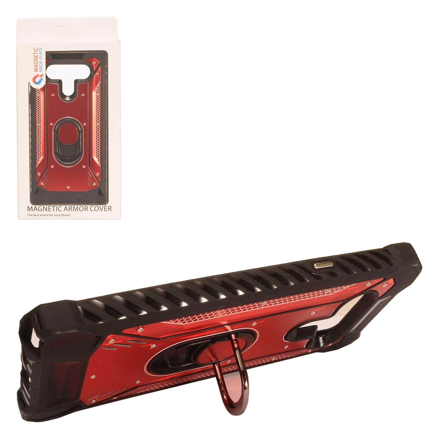 CELZEN - for LG Stylo 6 LM-Q730 (2020) - Aluminum Metal Hybrid Phone Case with Stand - ZY0 Red 2