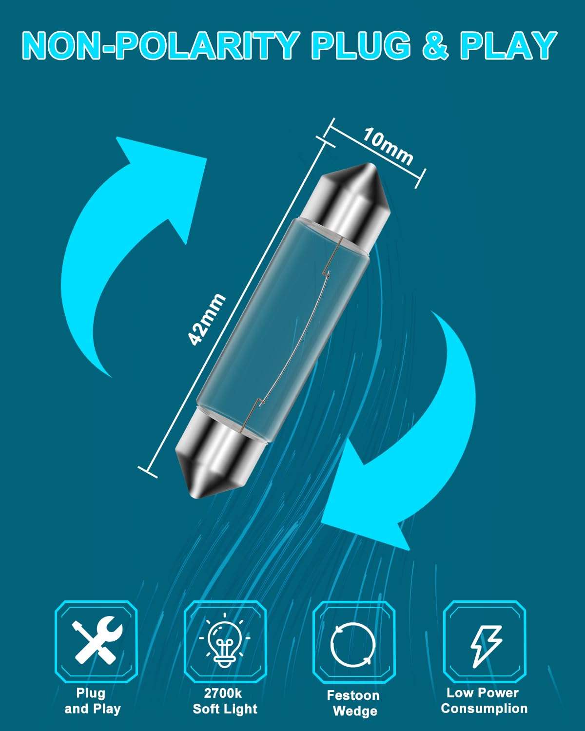 Miisiya Xenon Festoon Light Bulb 12v 10W Festoon Bulb Under Cabinet Light Bulbs T3 42mm Festoon UnderCabinet Bulb 2700K 12 PCS 6