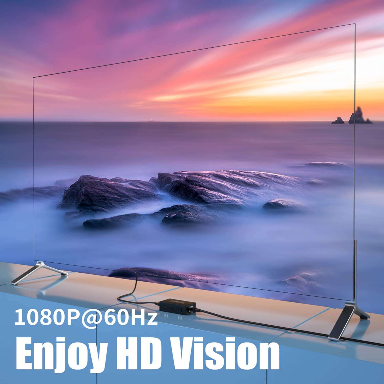 PWAYTEK HDMI Extender Splitter 1x2 1080P@60Hz Over Cat 5E/6/7 Ethernet Cable 50m (165ft) Support 2 HDMI loopout EDID Copy POC Function (1 in 2 Out) 4