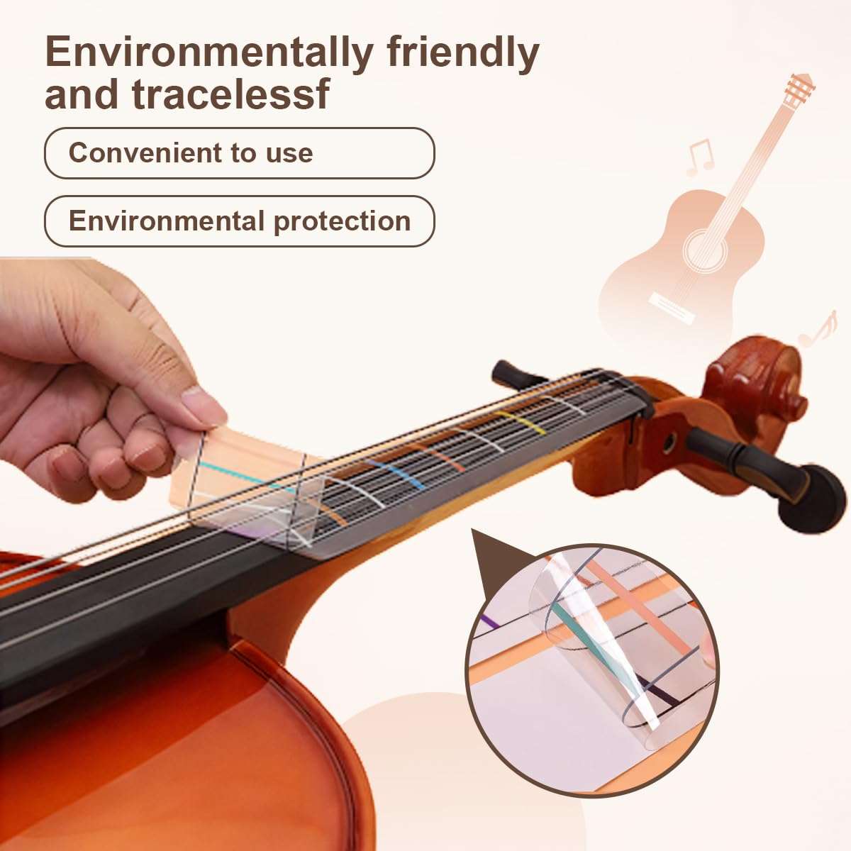 2Pcs 4/4 Violin Fingerboard Stickers Transparent Fingering Guide Decal Viola Fiddle Finger Position Markers for Beginners Practice 5