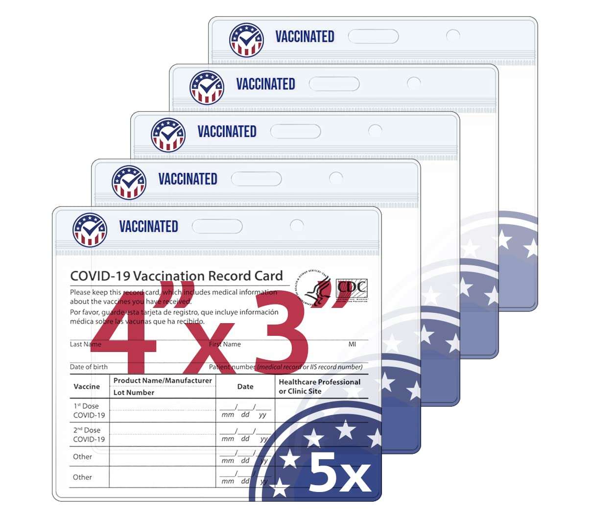 5-Pack Vaccine Card Protector Waterproof │ Vaccination Card Holder │ CDC Vaccine Card Holder │ Vaccination Card Protector │ 4x3 Card Protector