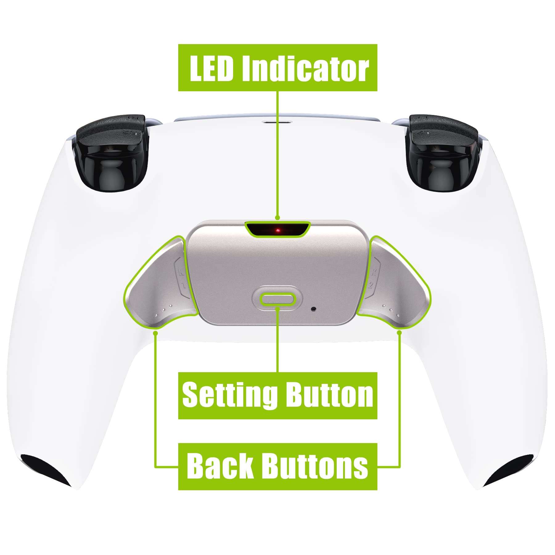 eXtremeRate White Real Metal Buttons (RMB) Version Rise 2.0 Remap Kit for PS5 Controller BDM 010 & BDM 020, Upgrade Board & Redesigned Back Shell & Programable Back Buttons Set for PS5 Controller 6