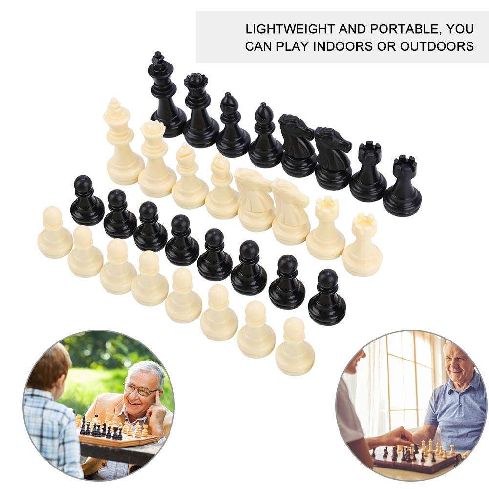 Jeankak 32Pcs Chess Piece, Magnetic Chess, Chess Piece Replacement Plastic Outdoor Home for Kids for Adults 6