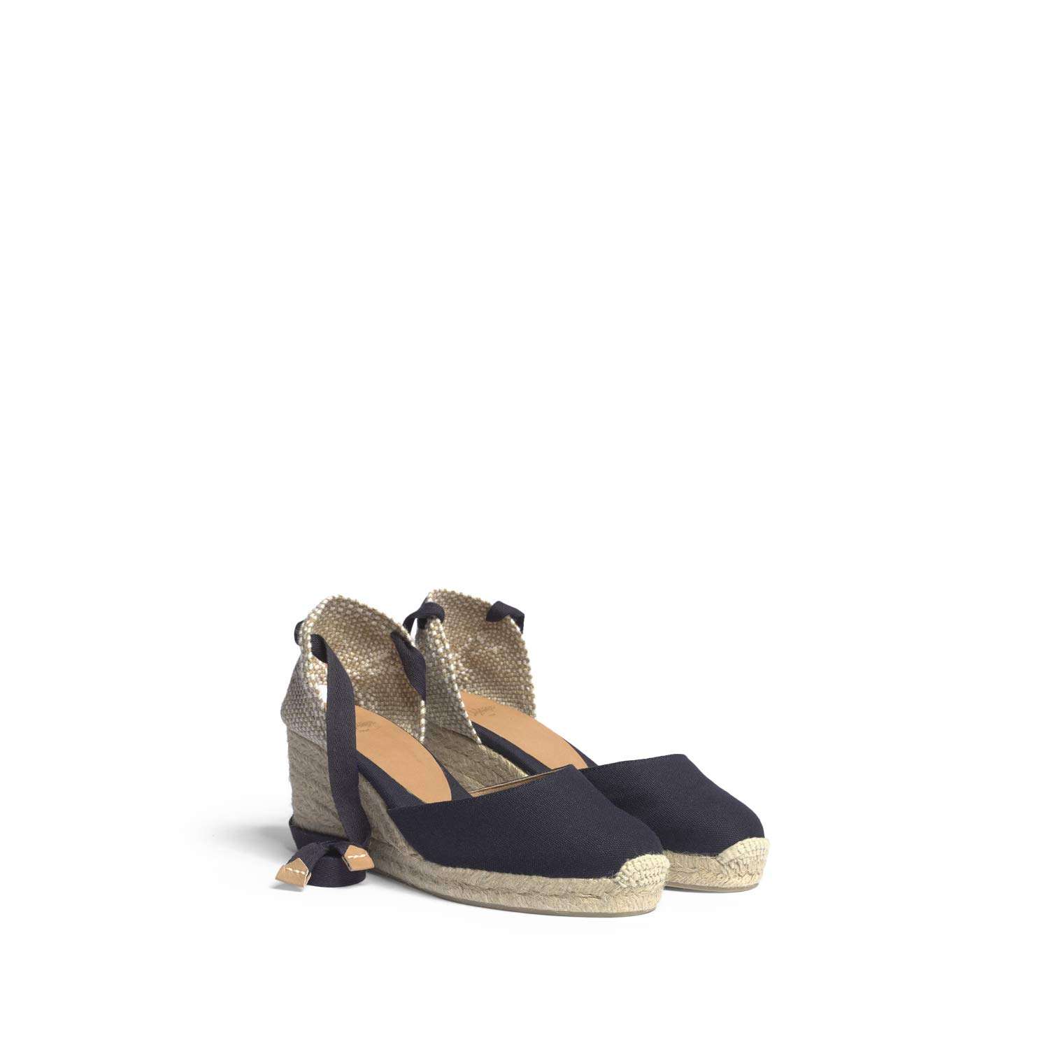 Castañer Women's Carina Mid Wedge Canvas Espadrilles, Black, 5 Medium US 4