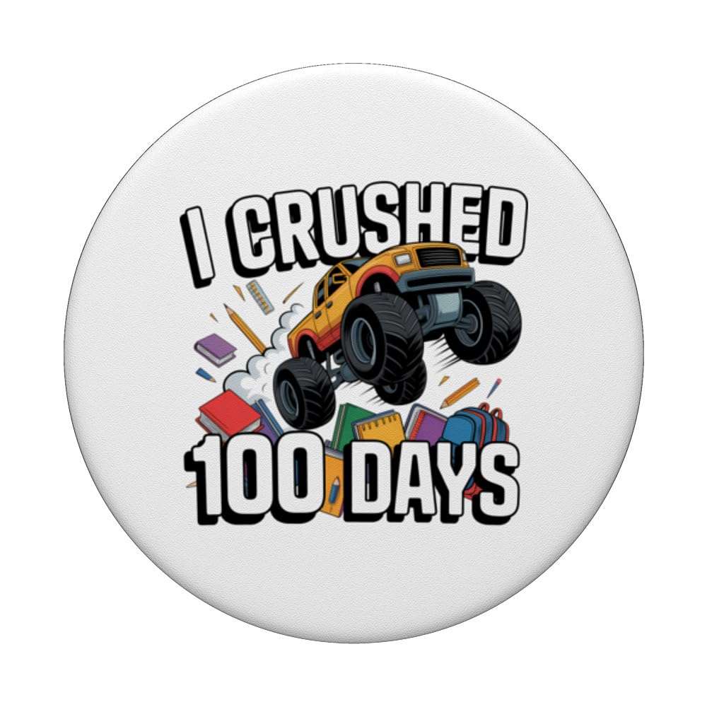 Monster Truck I Crushed 100 Days Comic Art Graphic PopSockets Adhesive PopGrip 4