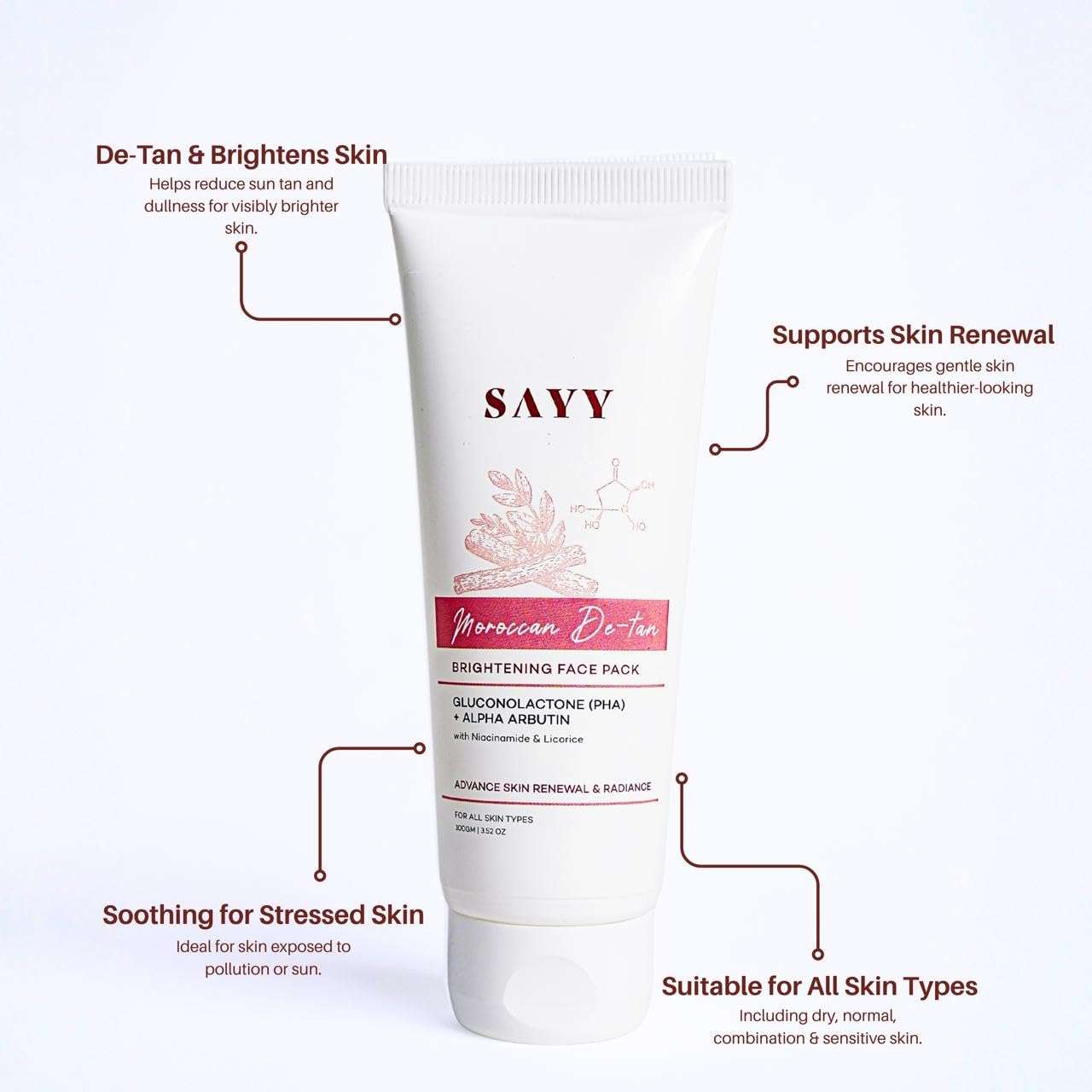 SAYY Moroccan DeTan Brightening Face Pack for Advance Skin Renewal Radiance Clay Mask (1) 3