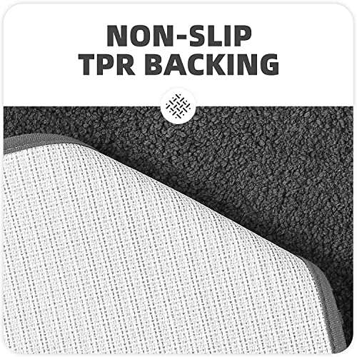 SIWAN Grey Bath Mats for Bathroom Non Slip Ultra Thick Striped Floor Mats Bath Rugs Set, Microfiber Door Mats for Kitchen/Living Room (Pack of 1, 60x40 cm) 3