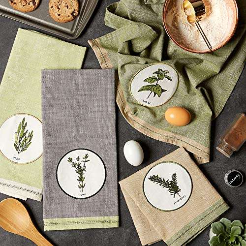 DII Fresh Herbs Kitchen Textiles, Dishtowels, 18x28, Herbal 4 Piece 4