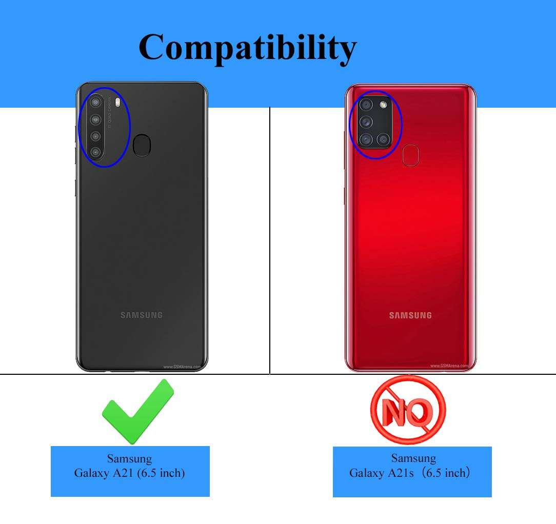 Galaxy A21 Case, Samsung A21 Case with Tempered Glass Screen Protectors, Androgate Military-Grade Ring Kickstand Car Mount 15ft Drop Tested Shockproof Cover Phone Case for Samsung Galaxy A21, Black 2