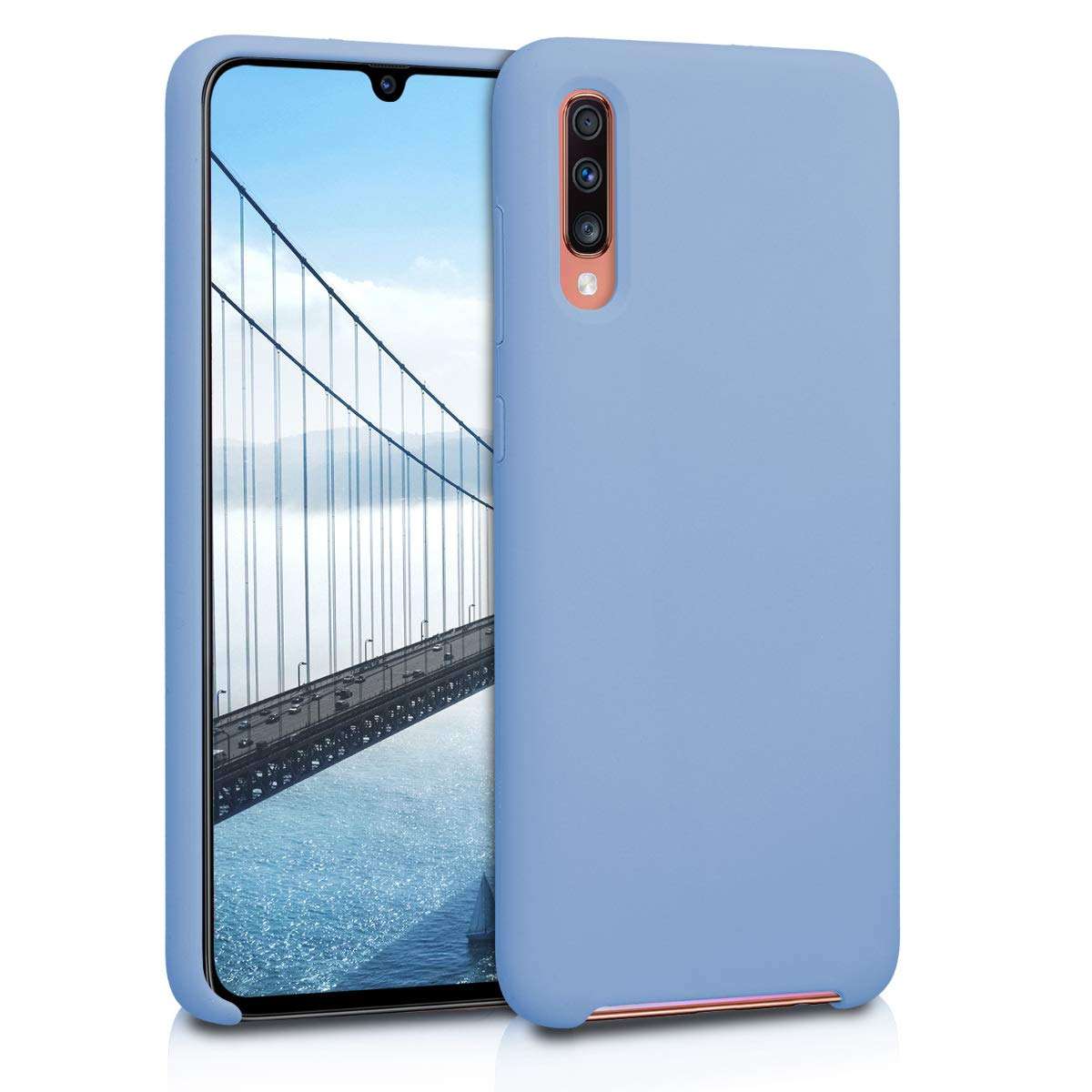 kwmobile TPU Silicone Case Compatible with Samsung Galaxy A70 - Case Slim Phone Cover with Soft Finish - Dove Blue 1