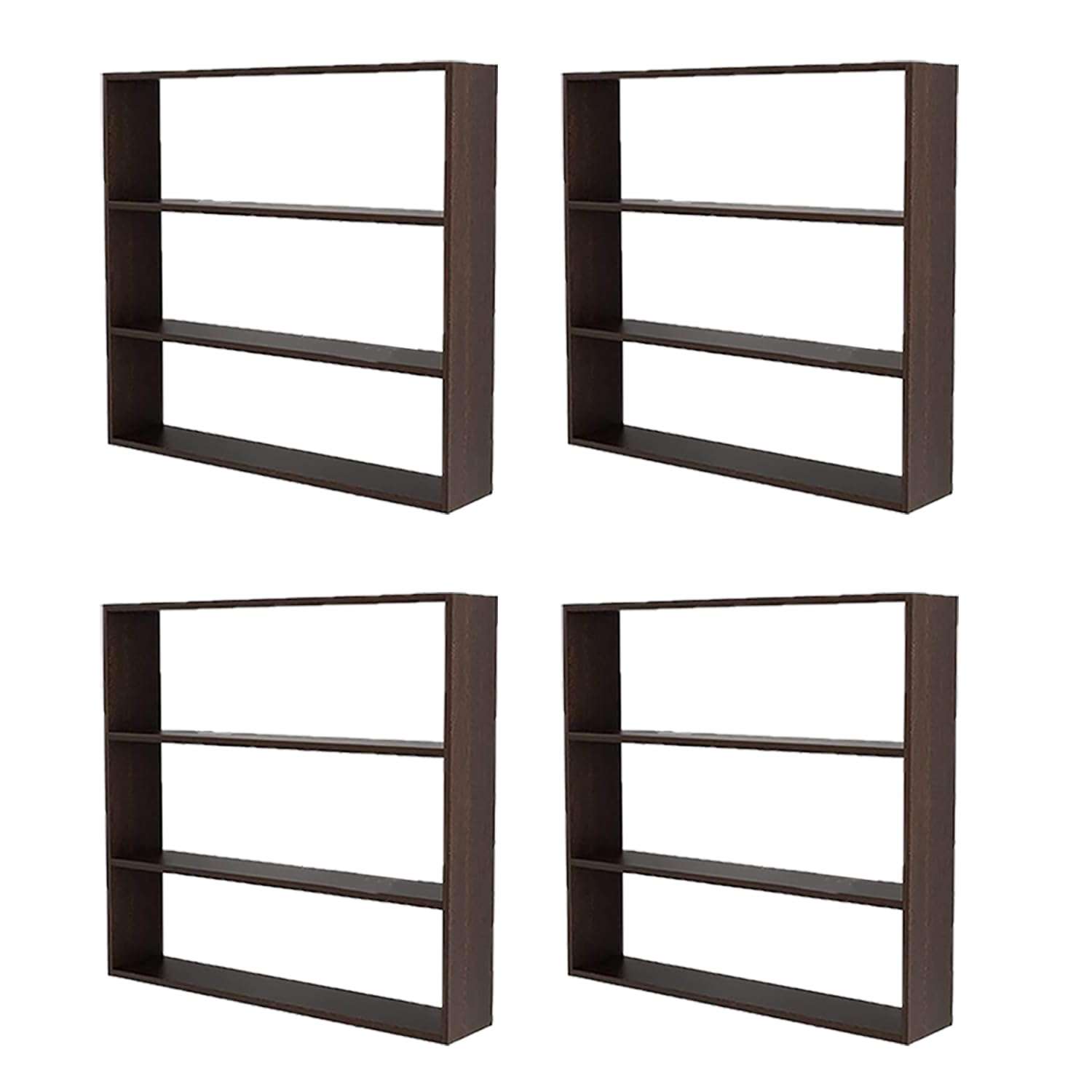 Kuber Industries Kitchen Wall Shelf|Wooden Handicraft Wall Mounted 3 Shelves for Kitchen|Multipurpose Storage Wall Shelf,30"X30" (Brown) (Pack of 4) 1