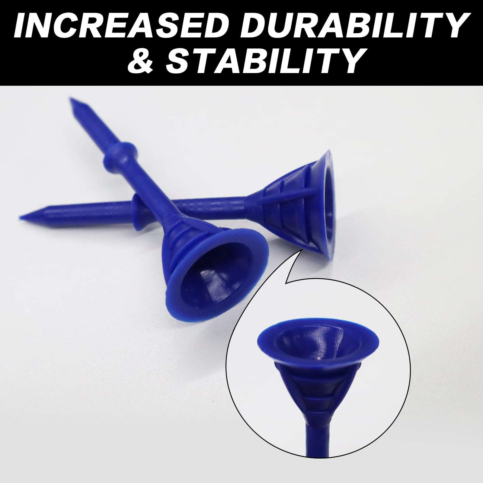 GKandi Golf Tees Plastic Unbreakable 100 Pack Bulk 3 1/4 Long 1 1/2 Short Tees Set,Durable Stable Low Resistance Reduce Friction Side Spin for Golfer 4