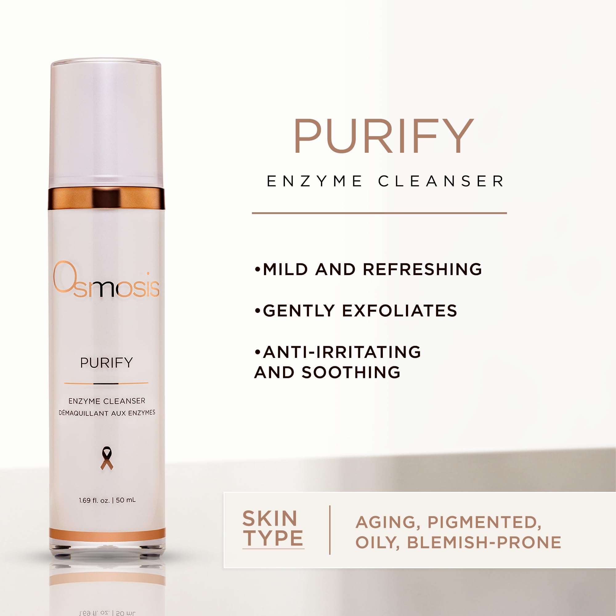 OSMOSIS Facial Cleanser and Serum Kit, PURIFY (1.69oz) Enzyme Gentle Exfoliating Facial Cleanser, RESCUE (1oz) Epidermal Repair Facial Serum Calms Skin 3