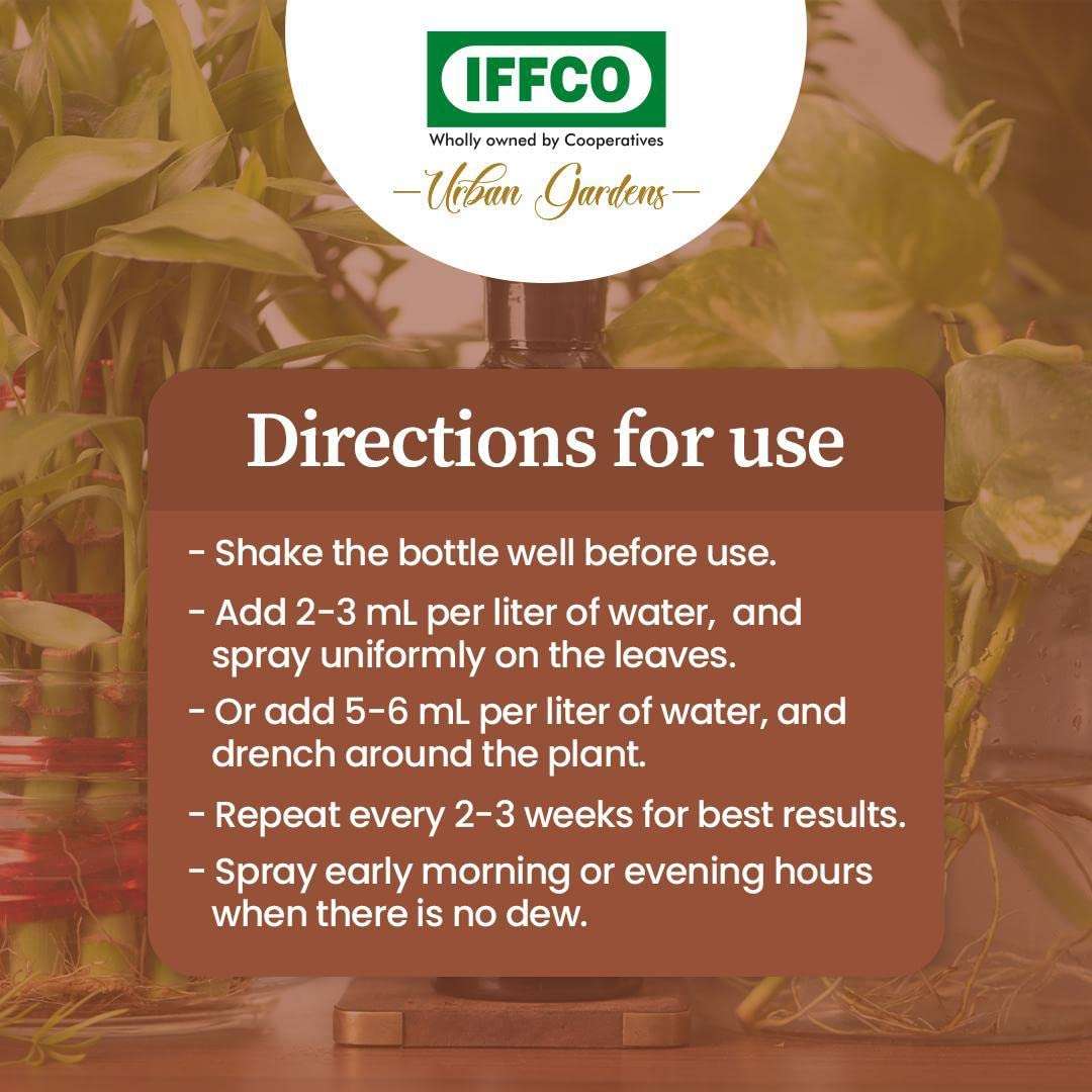 IFFCO Urban Gardens - Humic Secret - 1 Litre - Humic Acid + Fulvic Acid + Bio-Potash - Organic Liquid Fertilizer for Plants, Soil Conditioner & Root Growth Promoter - 100% Water Soluble 6