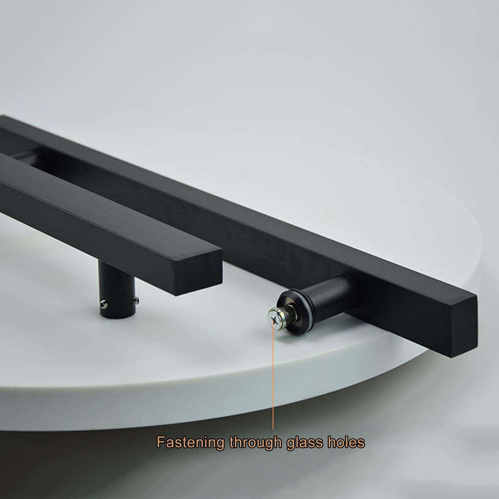 Stainless Steel Square H-Shape Tube Push Door Handles,Modern Heavy-Duty Glass Door Handle Shower Door Handle, Double-Side Bar to Bar pulls,Made Matte Black Finish,1 Pair (Hole Center:360mm/14.2in) 6