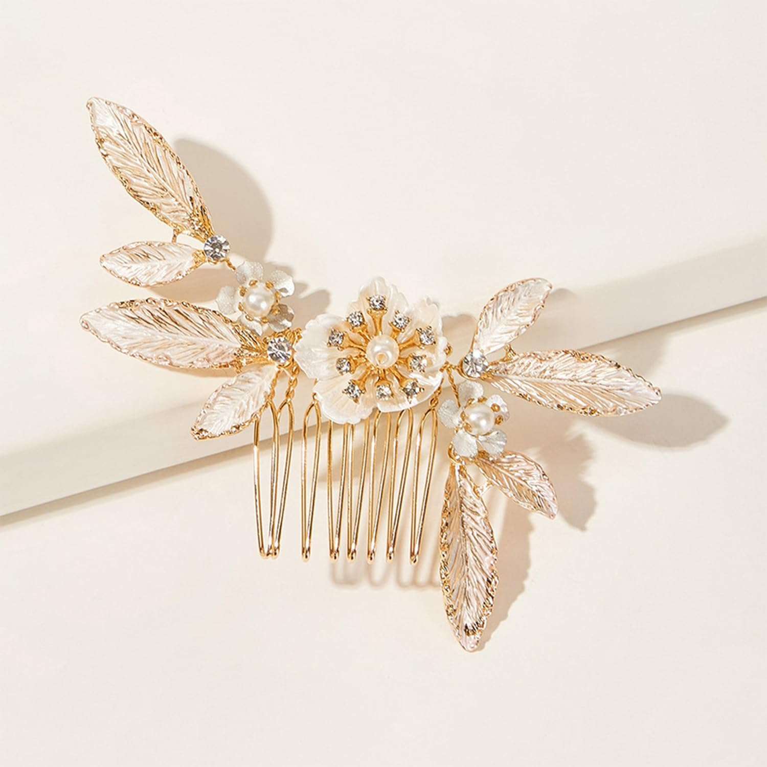 2PCS Bridal Wedding Flower Crystal Hair Comb, Handmade Rhinestone Hair Clips Bridal Headpiece Sparkly Crystal Hair Pin Side Combs Hair Accessorie for Women Girls 6