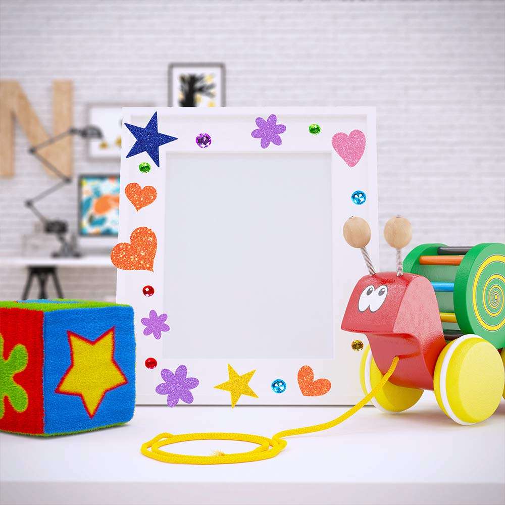 400 Pcs Assorted Foam Glitter Stickers Self Adhesive Foam Die Cut Alphabet Letters Numbers Punctuation Mark Star Heart Flower Foam Craft Shapes EVA 1" 1.5" 2" for Classroom Fun Home Activities Kids 4