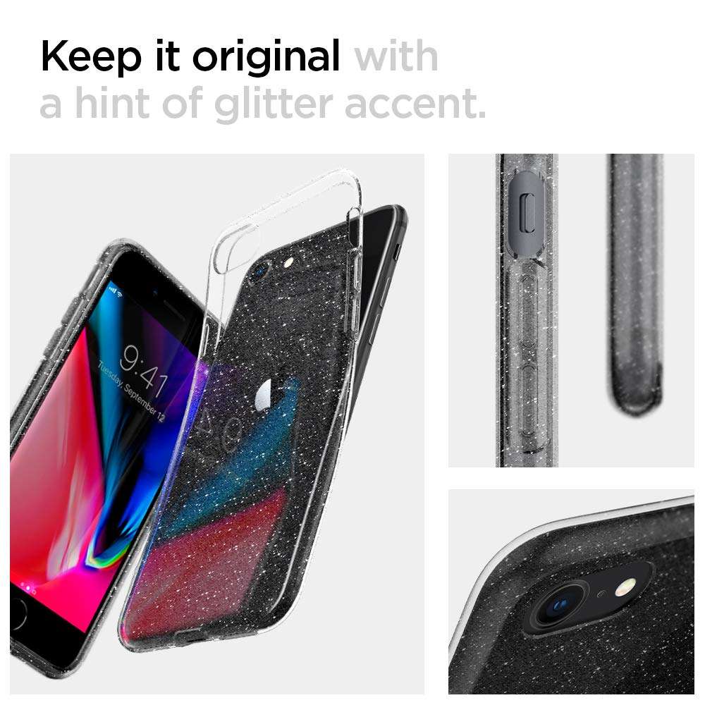 Spigen Liquid Crystal Glitter Designed for iPhone SE 2022 Case/iPhone SE 3 Case 2022 / iPhone SE 2020 Case/iPhone 8 Case/iPhone 7 Case - Crystal Quartz 3