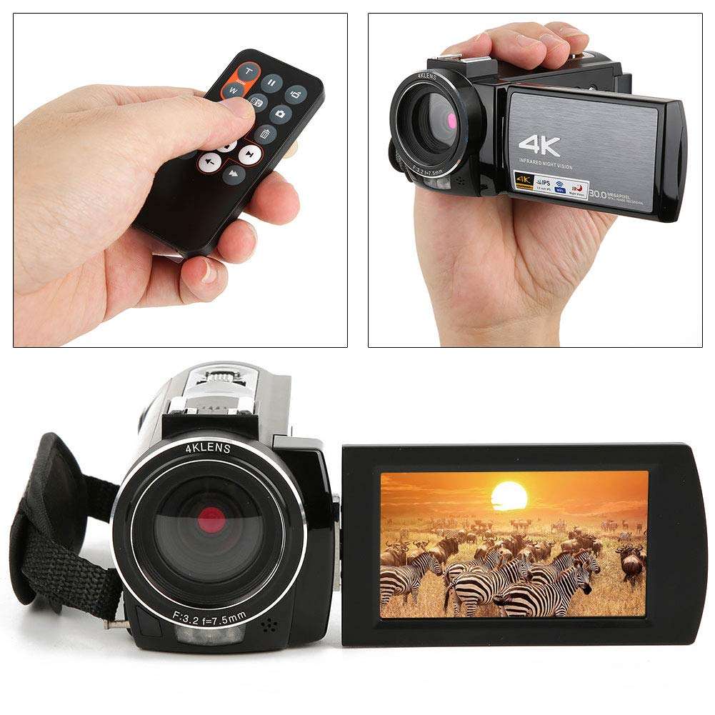 High Definition Video Camera Three Infrared Night Viewing Ir Lamps Digital Video Camera 3-Inch Color Touching Screen,for Home Travel(US standard (100-240v)) 3