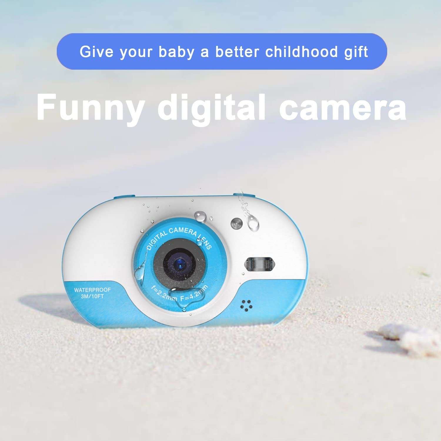 RADIONICS 8MP Children Digital Camera Kids Waterproof Camera with Front and Rear Dual Cameras 2.4 Inch IPS HD Screen One-Click Photo/Video Self-Timer for 5s 6