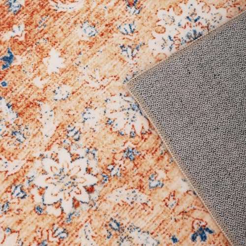 Carvapet Boho Runner Rugs for Hallway - 2x7 Washable Vintage Floral with Rubber Backing Non-Slip, Throw Carpet Runners for Hallways,Bedroom,or Laundry Room(2x7,Grey & Yellow) 5