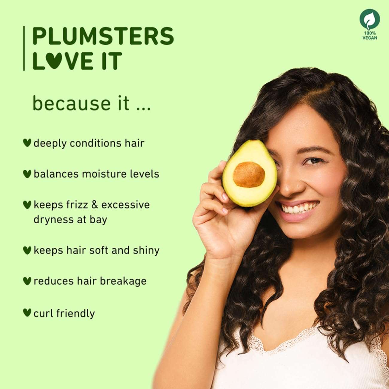 Plum Avocado Fresh Hair Mask For Dry And Frizzy Hair I With Argan Oil & Shea Butter | Hair Mask For Frizzy, Curly Hair I 80 Gm, 1 Count 3